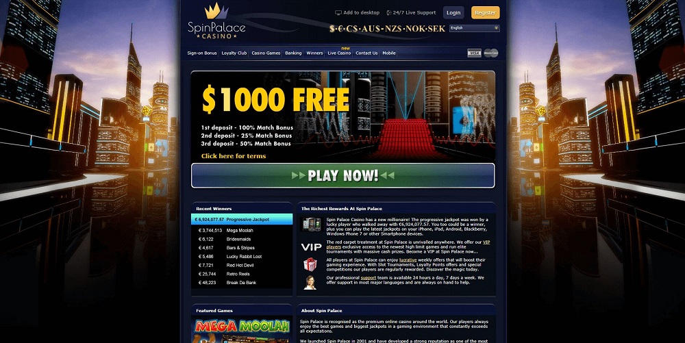 Types of Spin Palace Casino Australia